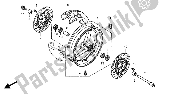 Todas as partes de Roda Da Frente do Honda CB 900F Hornet 2005