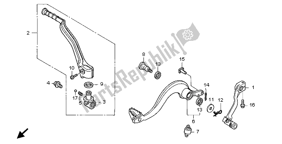 All parts for the Pedal & Kick Starter Arm of the Honda CRF 250X 2009