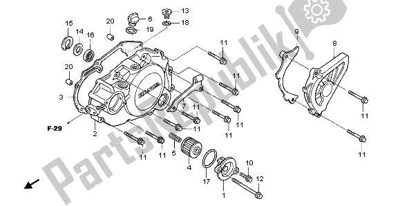 Todas las partes para L. Tapa Del Cárter de Honda TRX 450R Sportrax 37 KW TE 30U Australia 2004