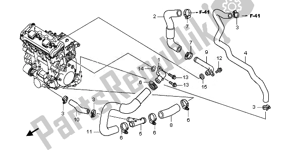 All parts for the Water Pipe of the Honda CBF 1000 FTA 2010