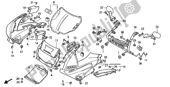 Tutte le parti per il Cappuccio Superiore del Honda CBR 600F 1993