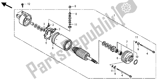 All parts for the Starting Motor of the Honda TRX 500 FA Fourtrax Foreman Rubicon 2013