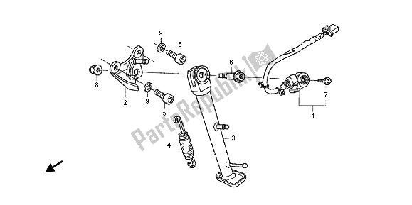 All parts for the Stand of the Honda CB 600 FA Hornet 2012