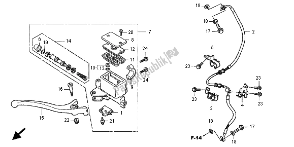 All parts for the Fr. Brake Master Cylinder of the Honda SH 300R 2012