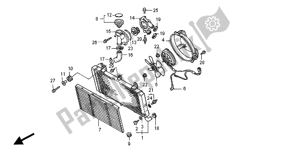 All parts for the Radiator of the Honda ST 1100A 2000