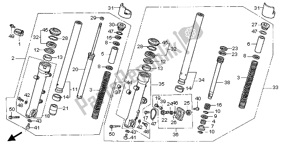 Todas as partes de Garfo Dianteiro do Honda ST 1100 1999