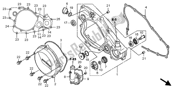 All parts for the R. Crankcase Cover & Waterpump of the Honda CRF 450R 2010