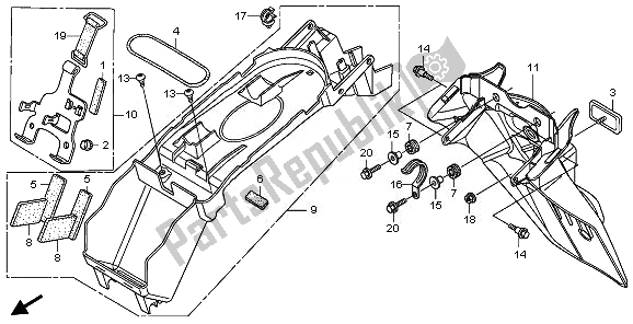 Alle onderdelen voor de Achterspatbord van de Honda XL 1000 VA 2011