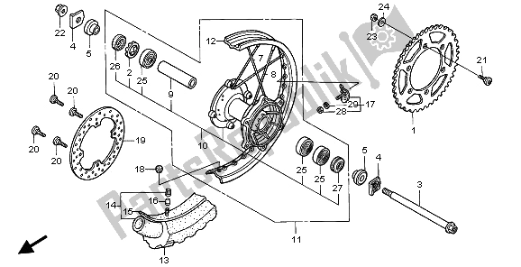 Todas las partes para Rueda Trasera de Honda CR 500R 2000