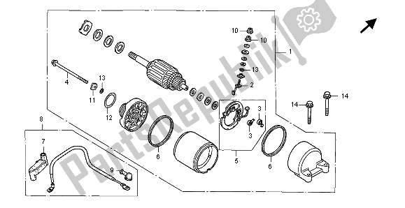 All parts for the Starting Motor of the Honda XLR 125R 1999