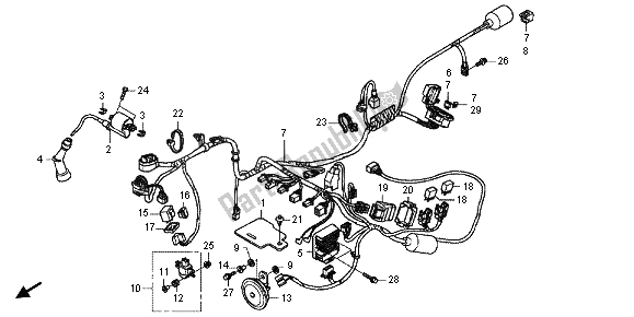 Todas as partes de Chicote De Fios do Honda CBR 125 RT 2012