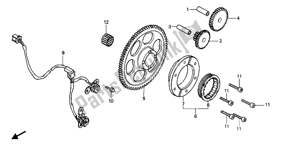 All parts for the Pulse Generator & Starting Clutch of the Honda XRV 750 Africa Twin 1992