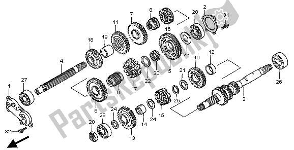 All parts for the Transmission of the Honda GL 1500 SE 2000