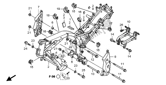 Alle onderdelen voor de Frame Lichaam van de Honda CBF 1000 TA 2008