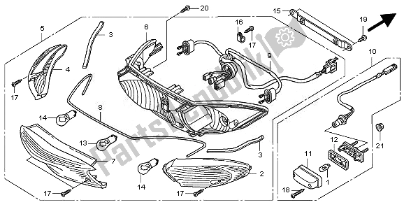 All parts for the Rear Combination Light of the Honda CBF 600 NA 2010