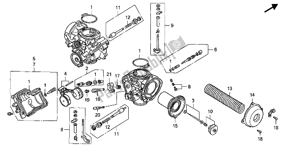 Todas las partes para Carburador (componentes) de Honda GL 1500 1988