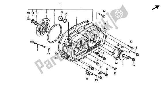 All parts for the Right Crankcase Cover of the Honda VFR 750F 1994