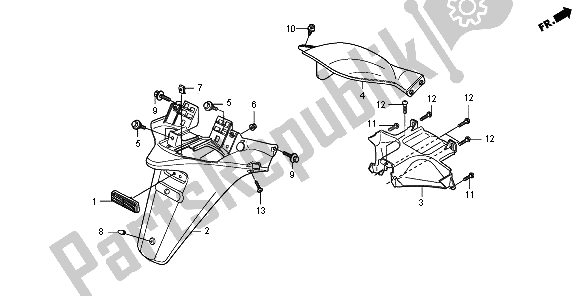 All parts for the Rear Fender of the Honda FES 125 2009