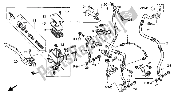 All parts for the Fr. Brake Master Cylinder of the Honda NT 650V 2003