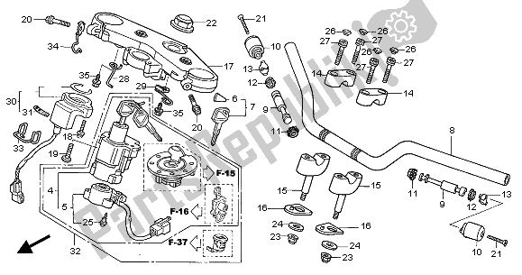 Alle onderdelen voor de Handvatpijp & Hoogste Brug van de Honda CB 1300 SA 2005