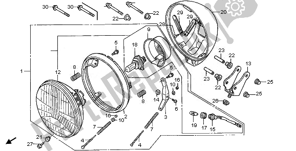 Alle onderdelen voor de Koplamp (uk) van de Honda VT 125C 2008