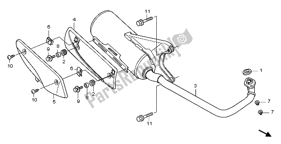 All parts for the Exhaust Muffler of the Honda NHX 110 WH 2012