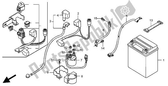 Toutes les pièces pour le Batterie du Honda TRX 500 FE Foretrax Foreman ES 2010