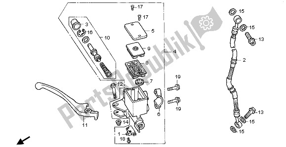 All parts for the Fr. Brake Master Cylinder of the Honda CB 250 1997