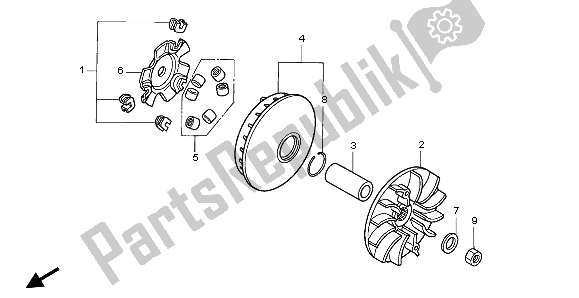 All parts for the Drive Face of the Honda FES 125 2006