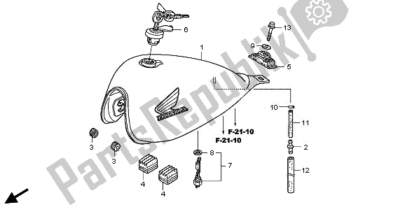 All parts for the Fuel Tank of the Honda VT 750S 2011