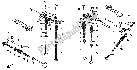 All parts for the Camshaft & Valve of the Honda NTV 650 1993