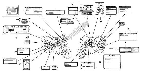 Todas las partes para Etiqueta De Precaución de Honda CBR 600F 1995