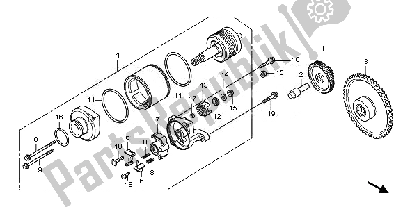All parts for the Starting Motor of the Honda FES 125A 2011