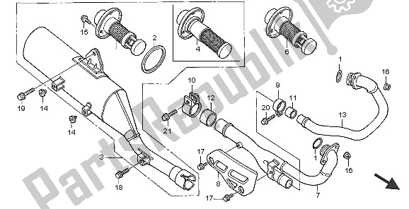 All parts for the Exhaust Muffler of the Honda XR 650R 2005
