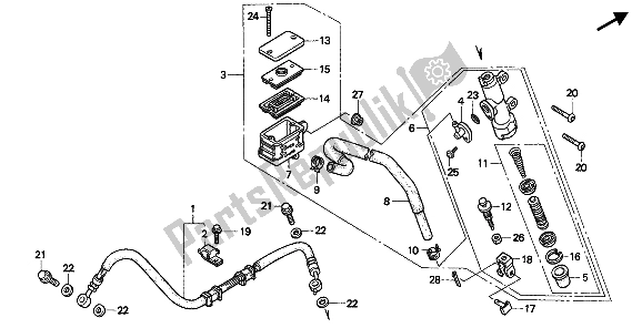All parts for the Rear Brake Master Cylinder of the Honda CB 1000F 1993
