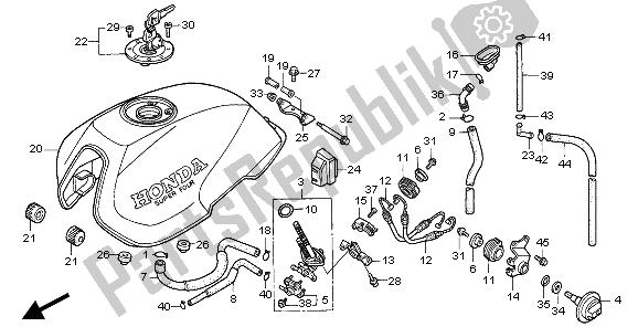 Alle onderdelen voor de Benzinetank van de Honda CB 1000F 1995