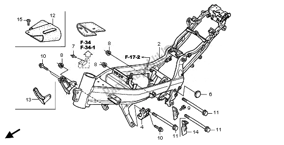 Alle onderdelen voor de Frame Lichaam van de Honda CBR 125 RW 2010