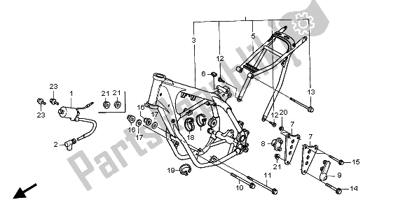All parts for the Frame Body & Ignition Coil of the Honda CR 250R 1996
