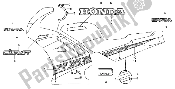 Toutes les pièces pour le Rayure Et Marque du Honda VFR 750F 1993