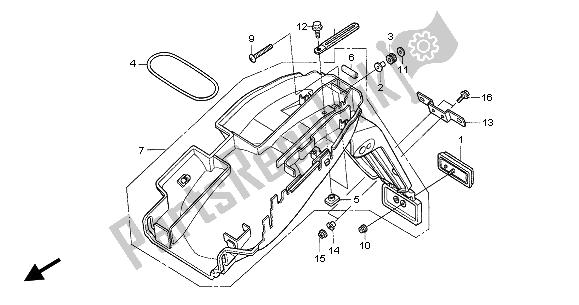 Tutte le parti per il Parafango Posteriore del Honda CB 600F Hornet 2003