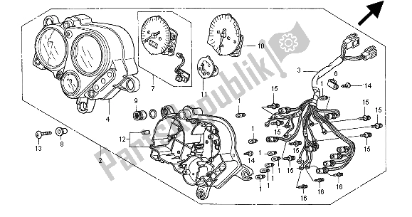 All parts for the Meter (mph) of the Honda CB 600F2 Hornet 2000