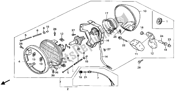 All parts for the Headlight of the Honda CMX 450C 1986