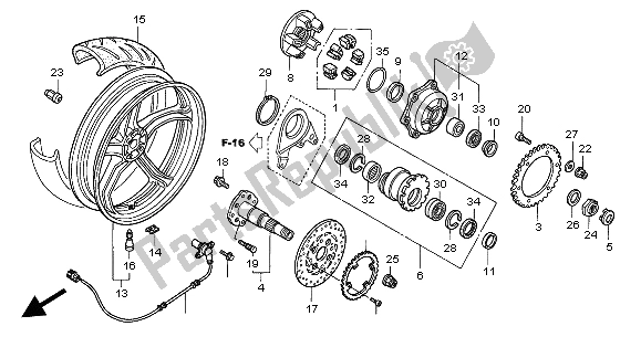 Tutte le parti per il Ruota Posteriore del Honda VFR 800 2004