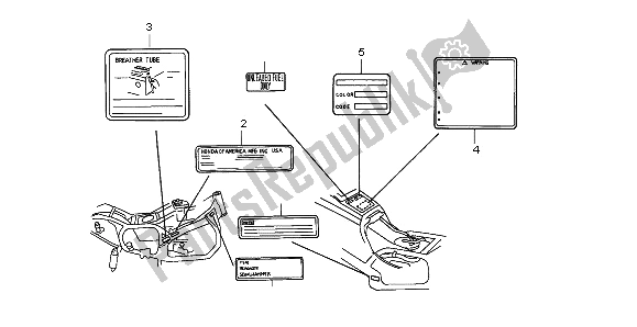 Wszystkie części do Etykieta Ostrzegawcza Honda GL 1500A 1997