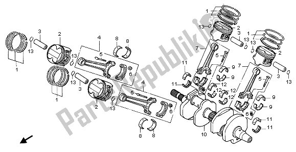 All parts for the Crankshaft & Piston of the Honda VFR 750F 1995