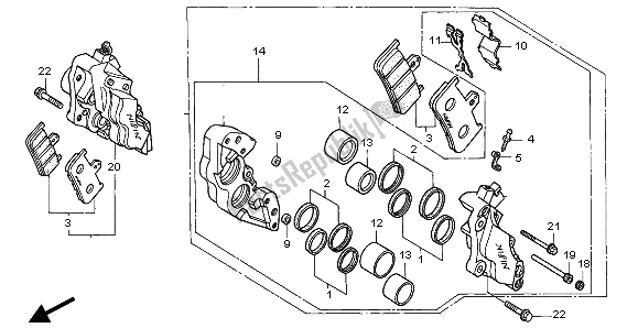 All parts for the Front Brake Caliper of the Honda CB 1000F 1995