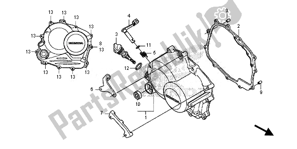 All parts for the Right Crankcase Cover of the Honda CRF 125F SW 2014