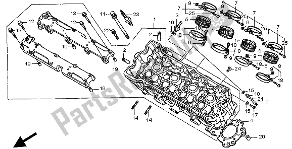 Alle onderdelen voor de Cilinderkop van de Honda CB 600F Hornet 1998