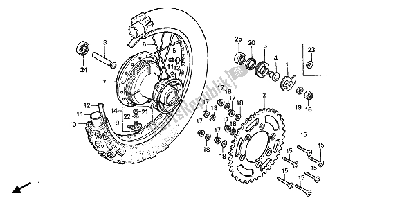 Tutte le parti per il Ruota Posteriore del Honda XR 600R 1987