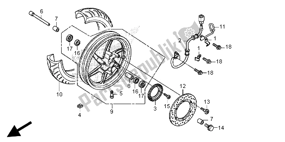 All parts for the Front Wheel of the Honda SH 300 RA 2013